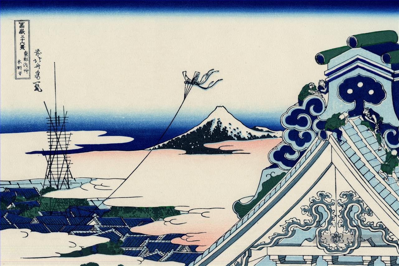 Asakusa Honganji Temple dans la capitale orientale Katsushika Hokusai ukiyoe Peintures à l'huile